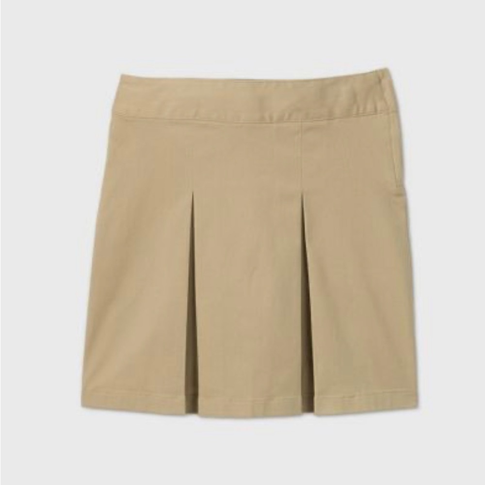 Girls' Stretch Uniform Pleated Twill Skort Side Zipper- Cat & Jack™ Beig…